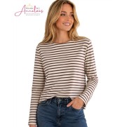 Red Button Truitje Terry stripe SRB5085 -  Creme/Praline